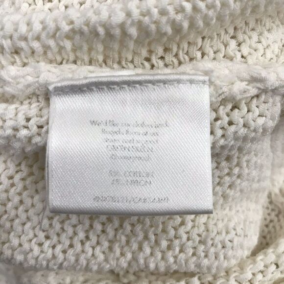 Eileen Fisher Sweater M Cotton Nylon V Neck Asymmetric Slub Knit Ivory Beach - Picture 5 of 8